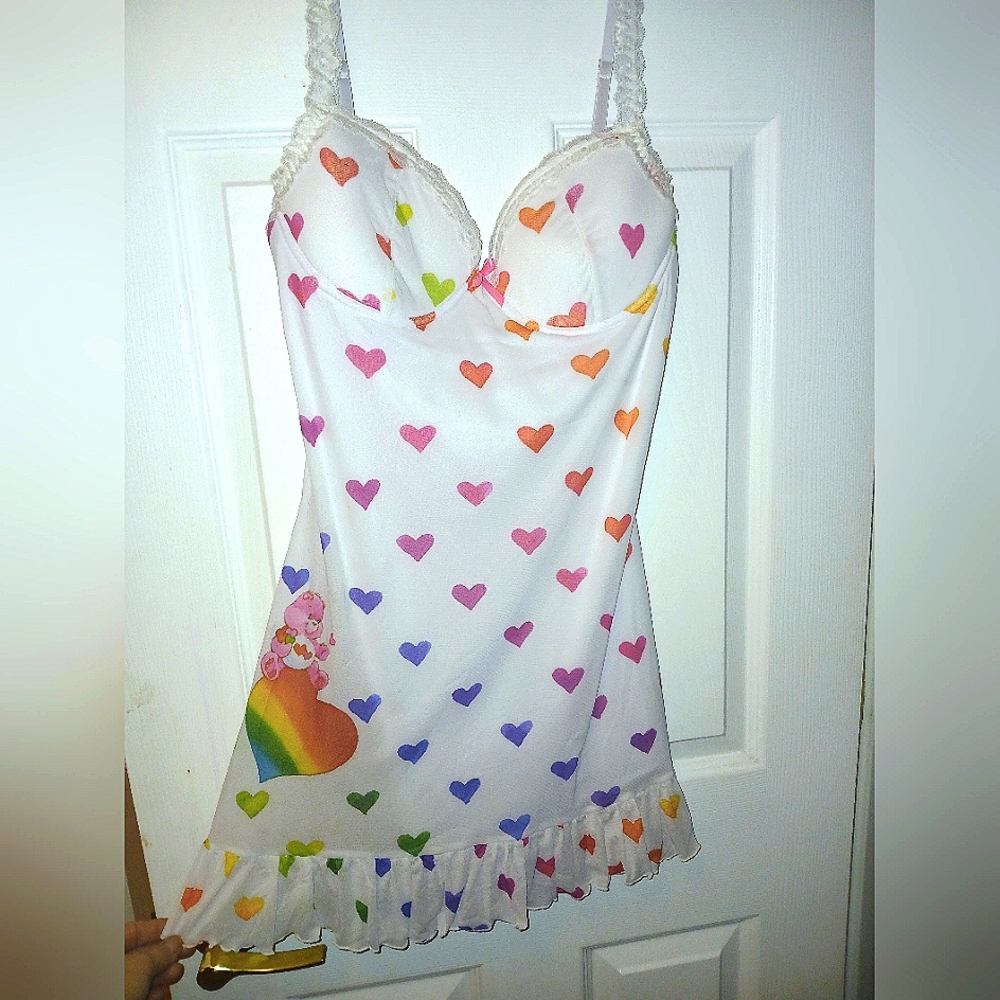 Dolls killxCarebears body con rainbow heart dress sz L